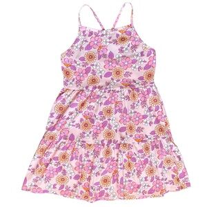 Cat & Jack 10/12 Girls light pink floral strappy tiered dress